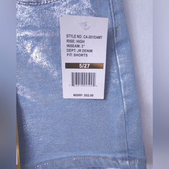 Celebrity Ace Shorts Juniors Woman's Size 5/27 Stretch Blue Silver Metallic - Picture 2 of 12